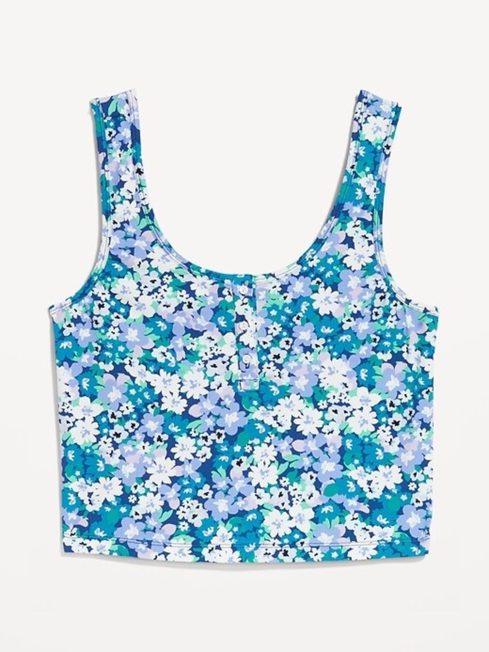 Old Navy Floral Scoop Neck Crop Tank Top - Blue